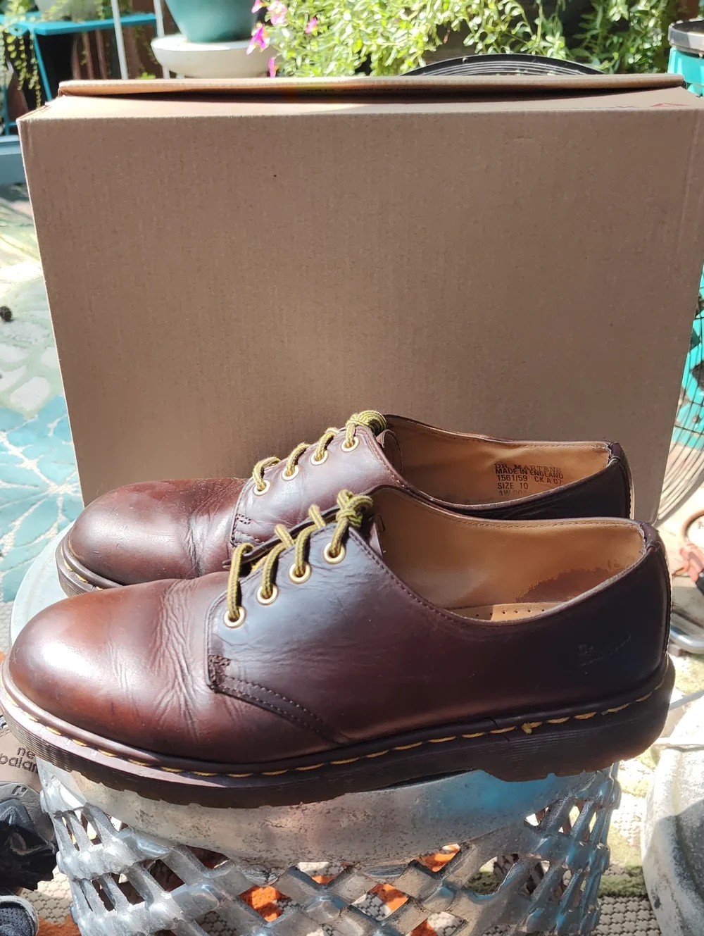 DR. MARTENS Brown Crazy Horse Leather OXFORDS, Men's 10, Air Cushion Soles
